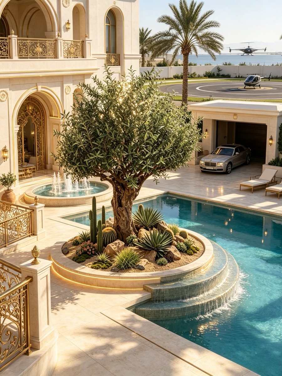 European Villa Outdoor Pine Trees